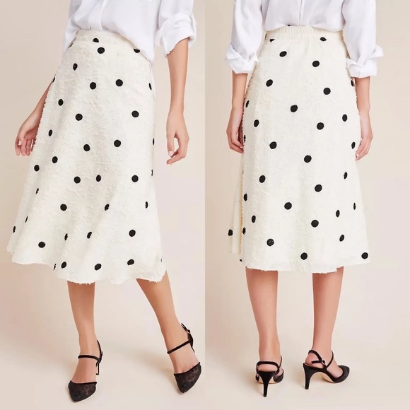 Anthropologie Eri + Ali Andrea Textured Polka Dots Midi Skirt - Picture 5 of 15